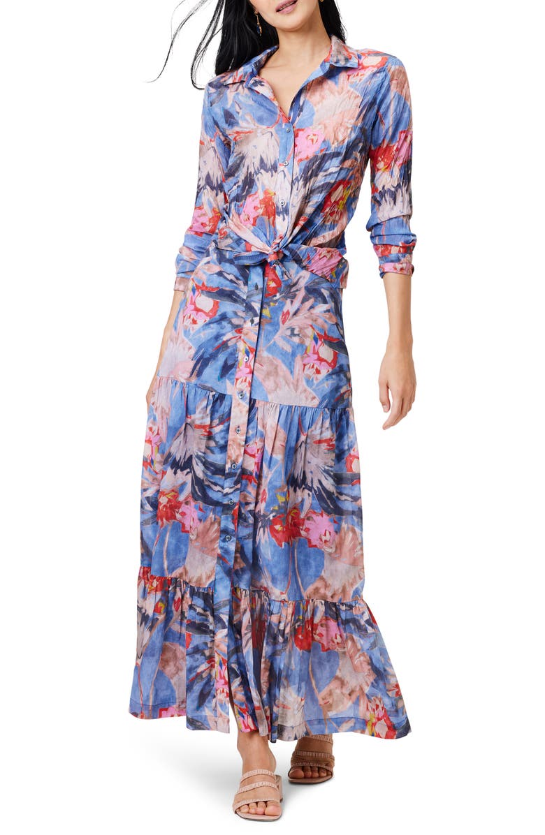 NIC+ZOE Dreamscape Tiered Maxi Skirt, Alternate, color, Blue Multi