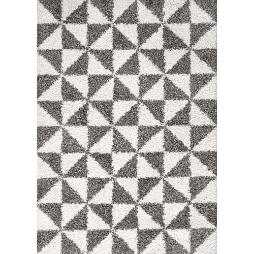 Jonathan Y Alcudia Geometric Shag Area Rug In Beige/dark Gray