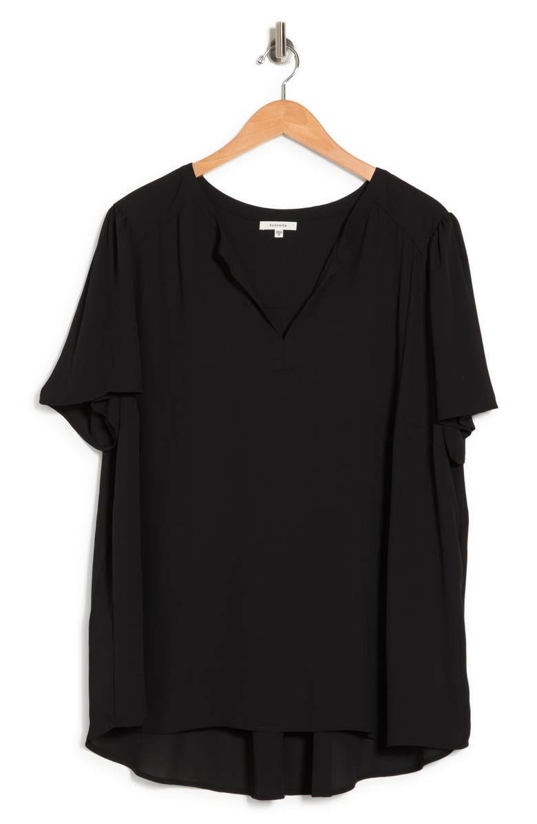 Pleione Hi-Lo Pleated Back Tunic, Alternate, color, Black