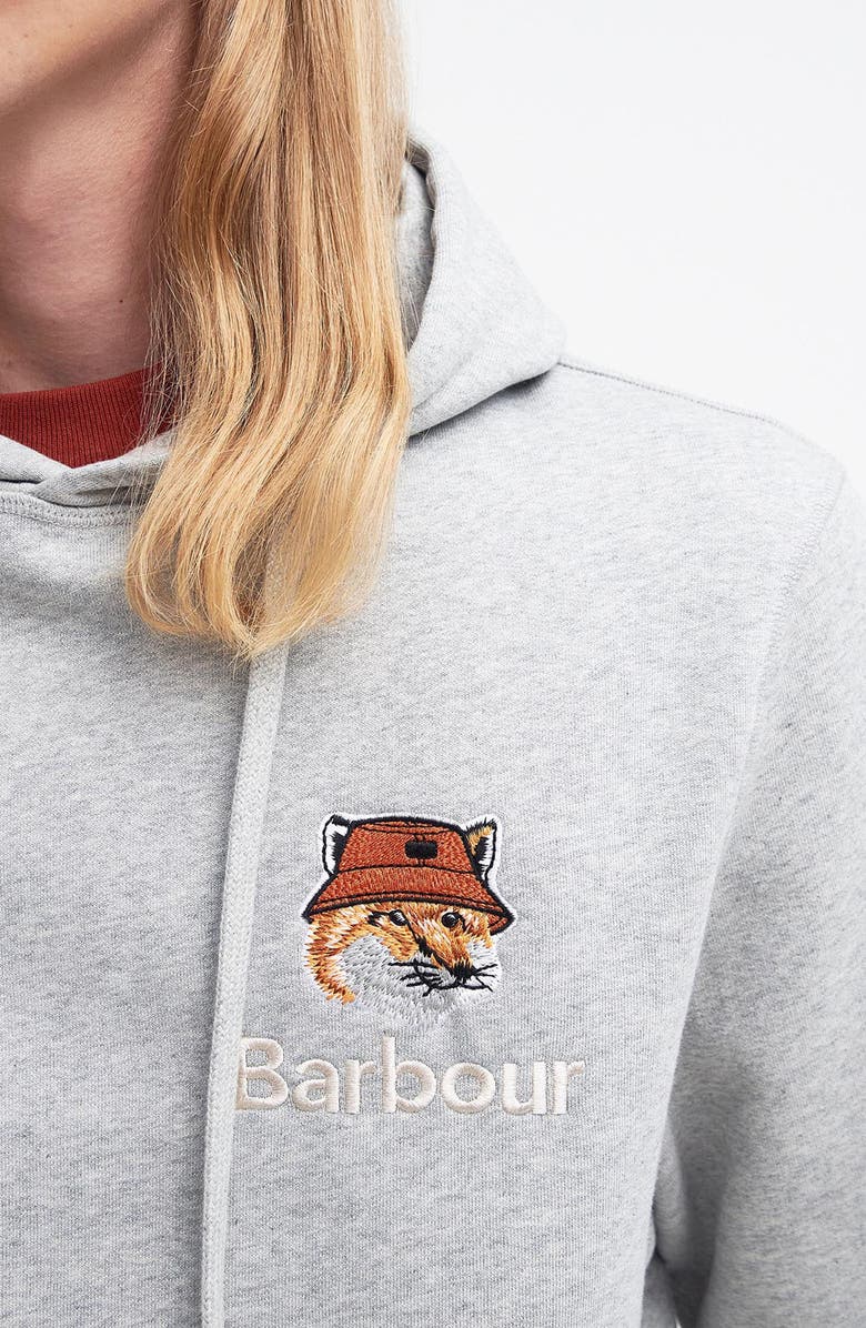 Barbour x Maison Kitsuné Logo Graphic Cotton Fleece Hoodie, Alternate, color, 