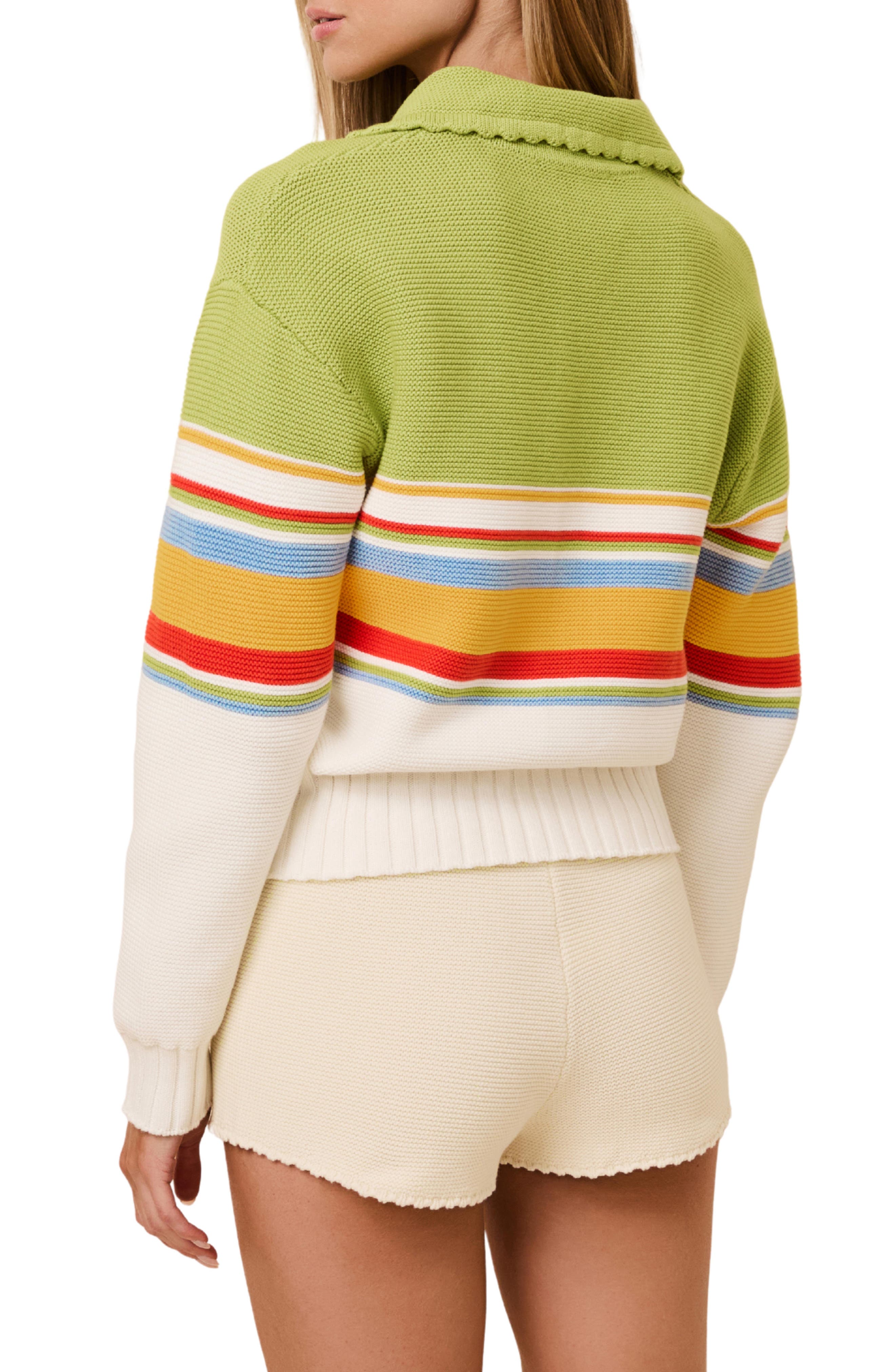 The Cleo Placed Stripe Cotton Sweater - image 2