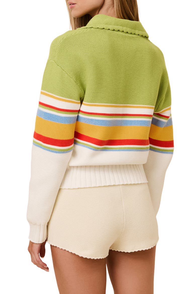 The Cleo Placed Stripe Cotton Sweater, Alternate, color, ST. BARTHS STRIPE