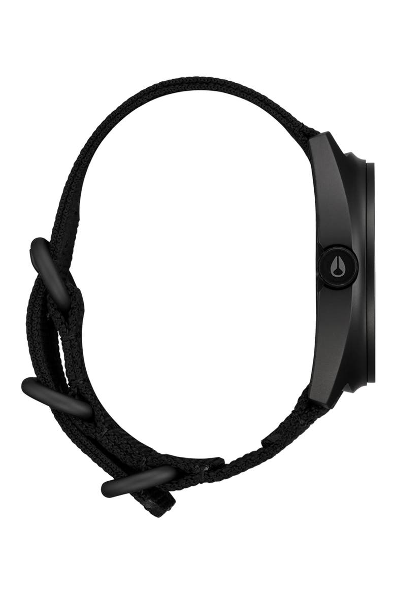Clutch Webbing Strap Watch, 42mm, Alternate, color, ALL MATTE BLACK / BLACK