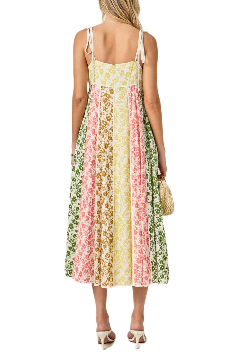 Colorblock Floral Tie Strap Midi Sundress, Alternate, color, MULTI