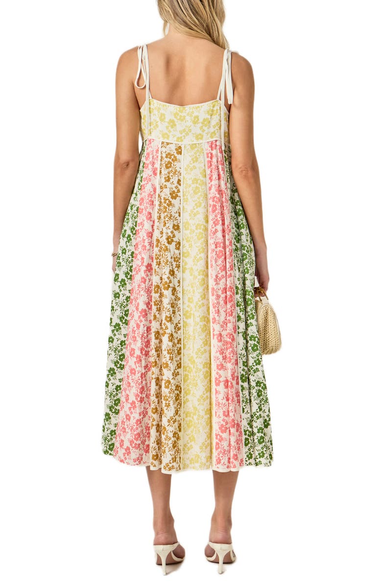 English Factory Colorblock Floral Tie Strap Midi Sundress, Alternate, color, Multi