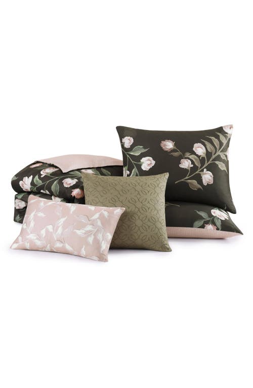 Bebejan Jasmine Flowers 5-piece Reversible Comforter Set In Green