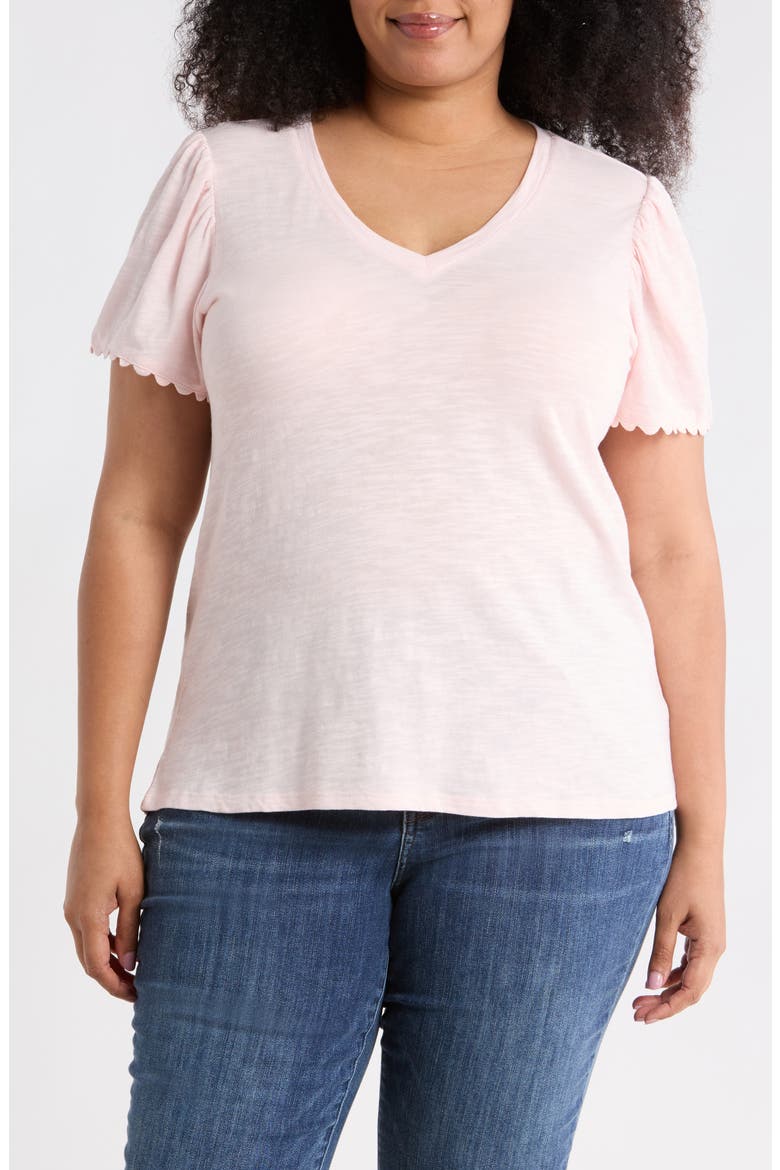 Scallop Trim T-Shirt, Main, color, PINK BALM
