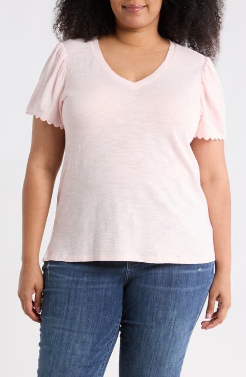 Scallop Trim T-Shirt (Plus)