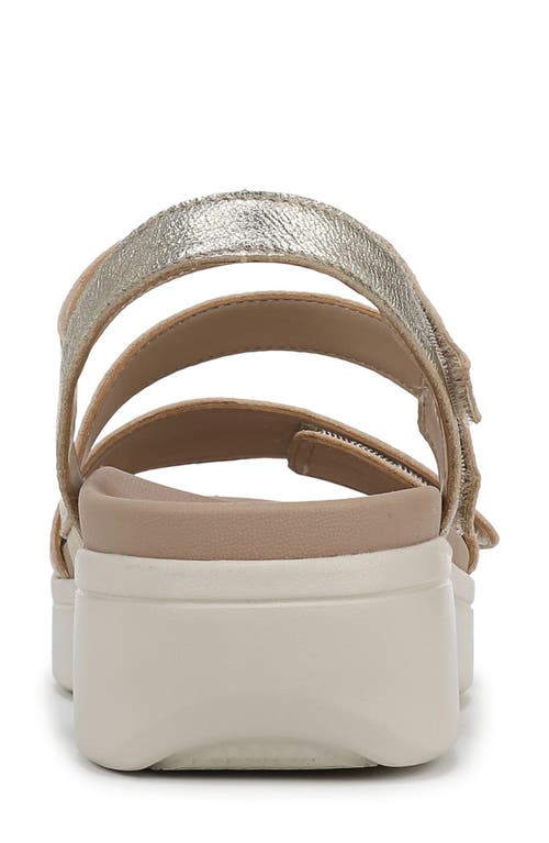 Vionic Sophia Strappy Platforn Wedge Sandal In Soft Gold