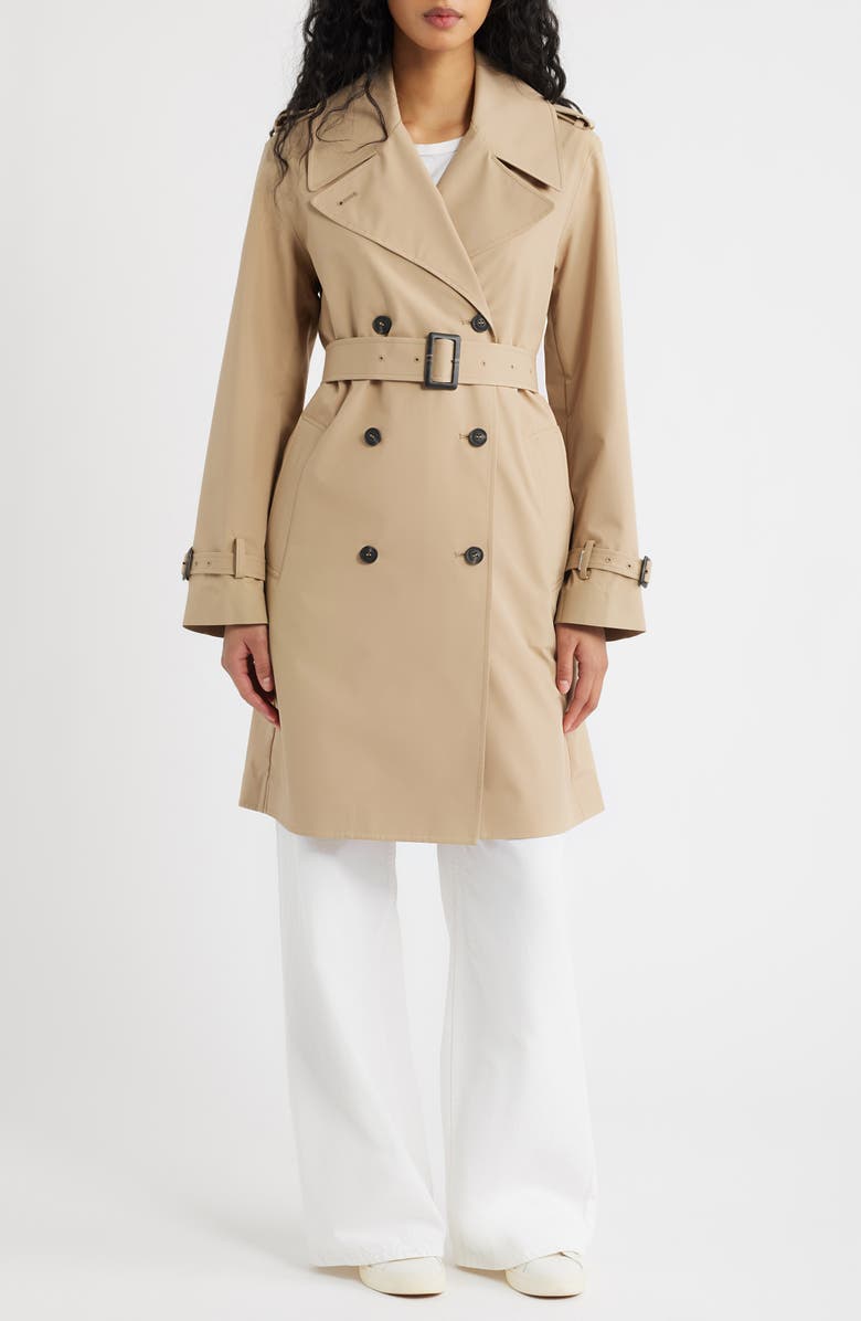 Save The Duck Talya Water Repellent Trench Coat, Main, color, Stardust Beige