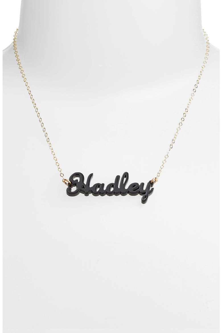 'Script Font' Personalized Nameplate Pendant Necklace, Alternate, color, EBONY/ GOLD