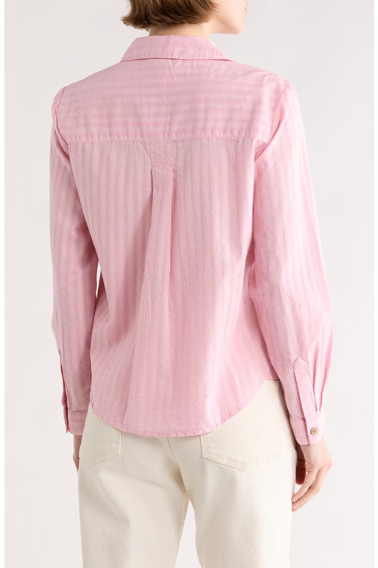 Candace Stripe Cotton Button-Up Shirt, Alternate, color, PINK QUARTZ