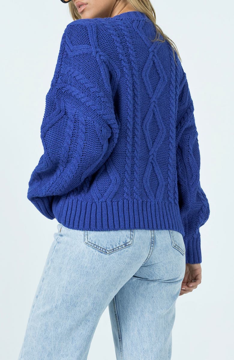Princess Polly Anaya Oversize Cable Stitch Sweater, Alternate, color, Blue