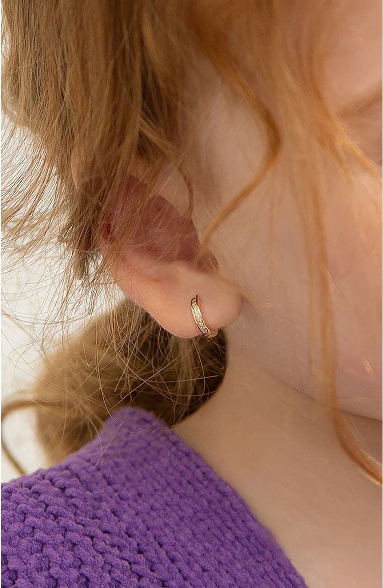 In Season Jewelry 14k Clear Cubic Zirconia Huggie Hoops, Alternate, color, Gold