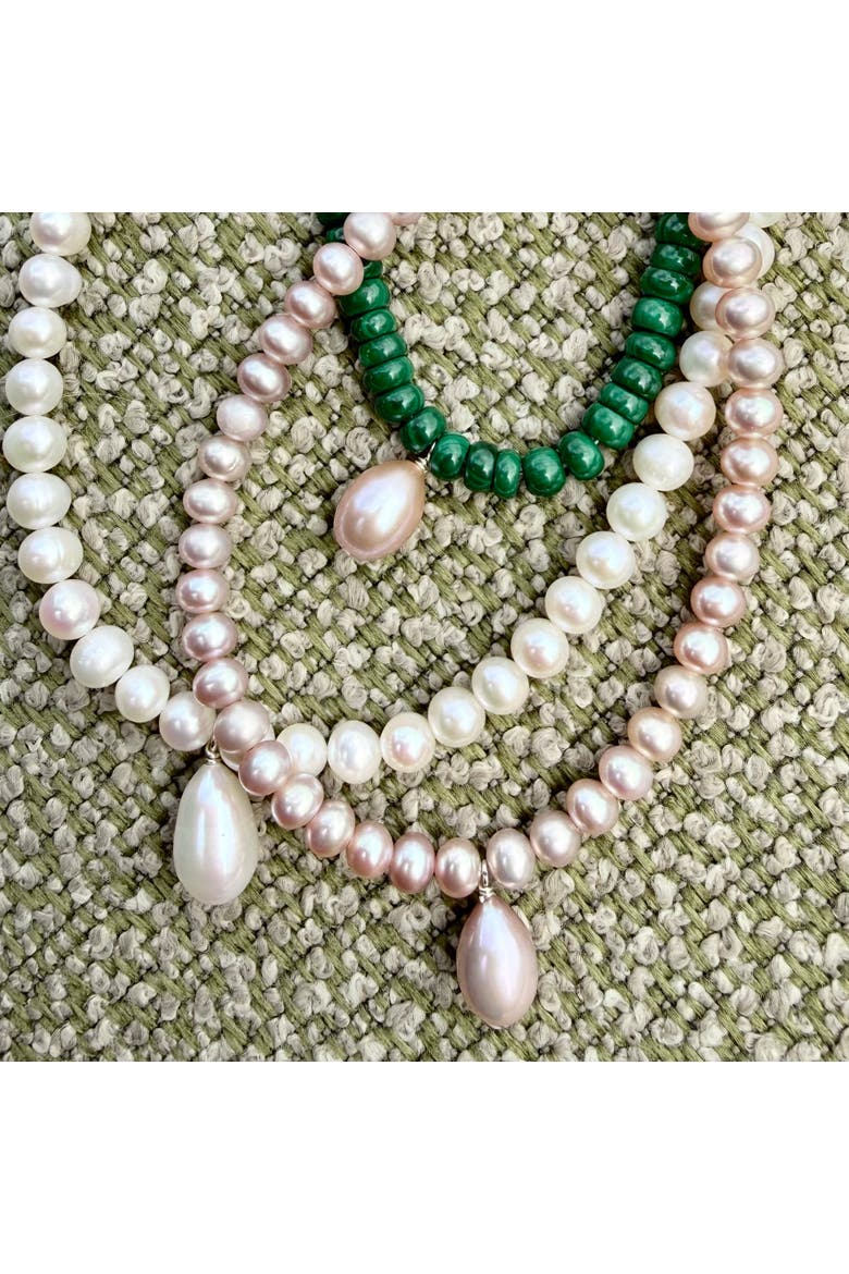 The Capri Malachite And Pink Pearl Necklace, Alternate, color, Green, Pink
