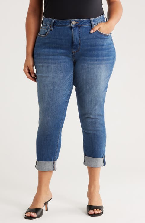 Katy Cuffed Boyfriend Jeans (Field Rush) (Plus)