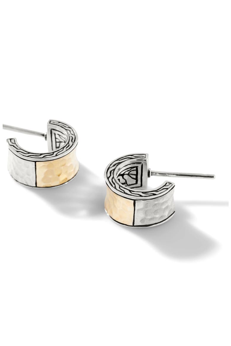 Classic Chain Hammered Huggie Hoop Earrings, Alternate, color, SILVER AND GOLD