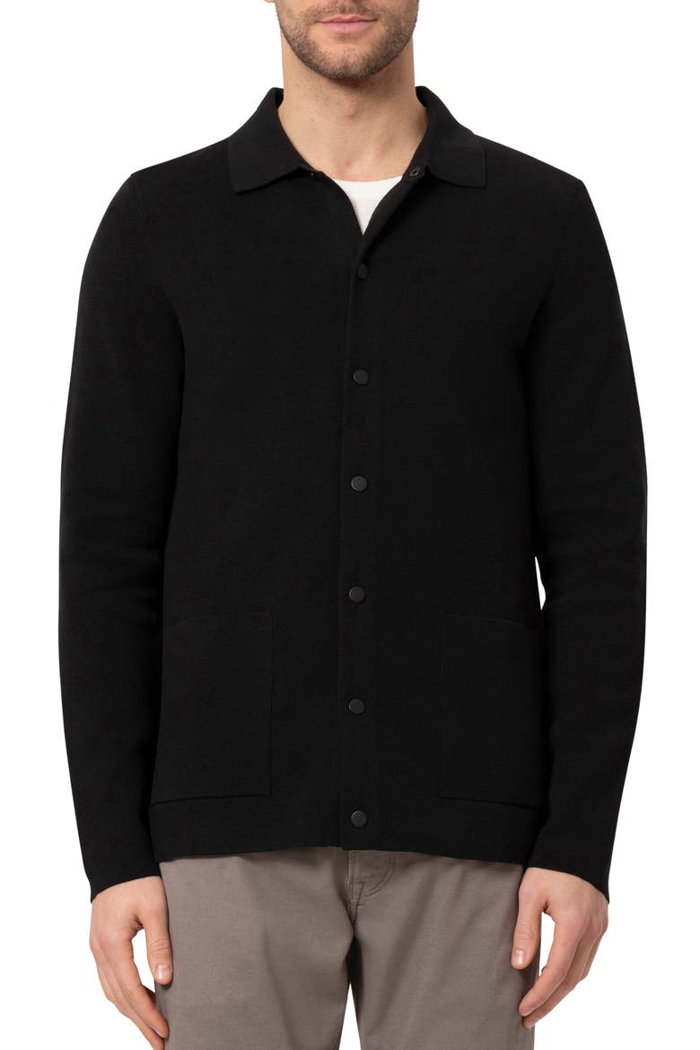 Cotton Blend Snap Front Cardigan, Main, color, BLACK