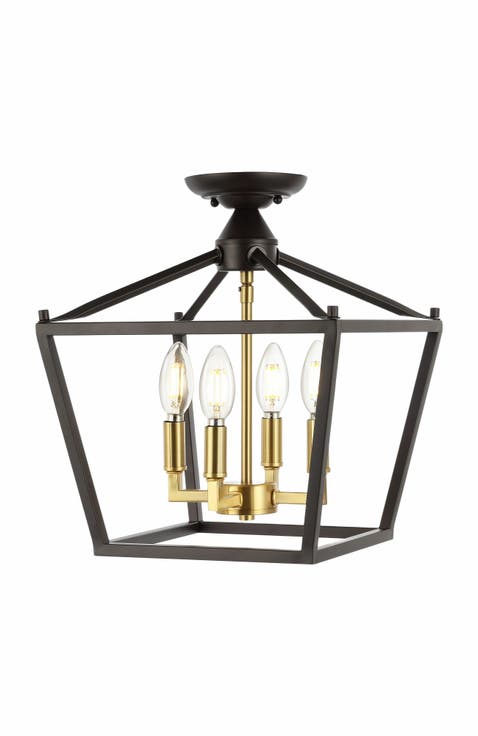 Plains 4-Light Iron Modern Farmhouse LED Flush Mount