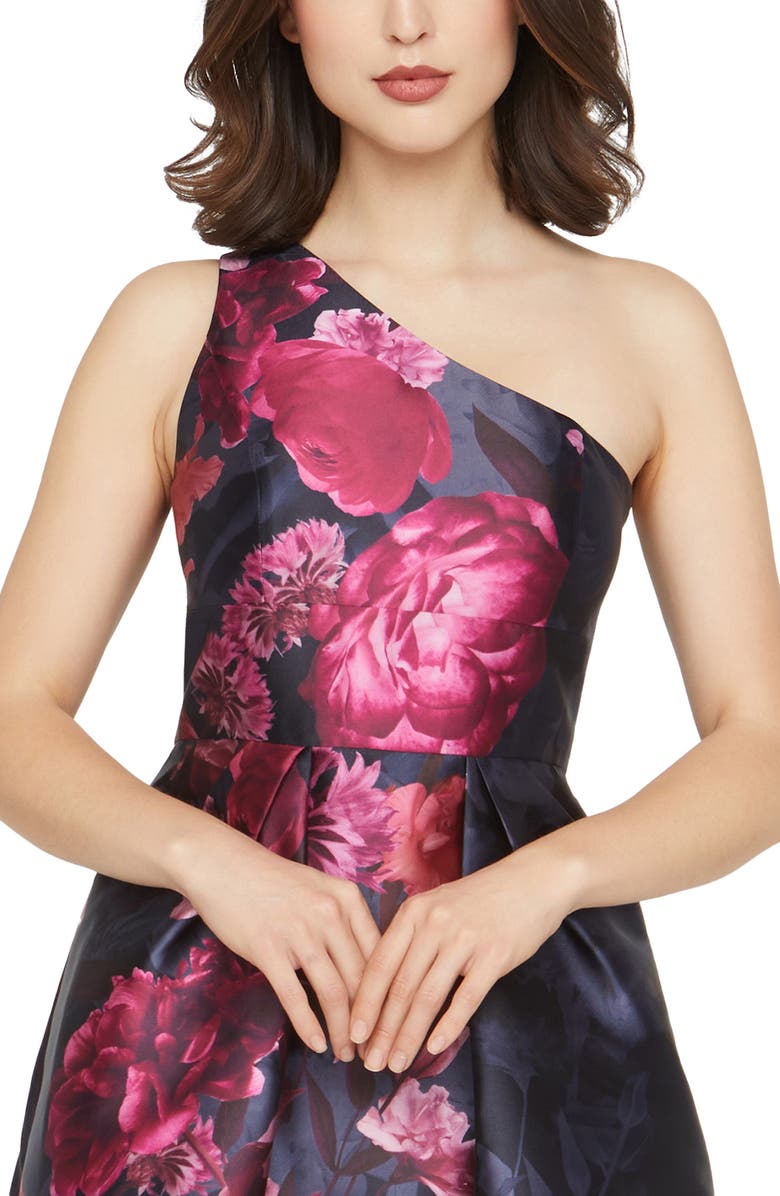 Kay Unger Dianna One-Shoulder Evening Gown, Alternate, color, Dark Twilight Multi