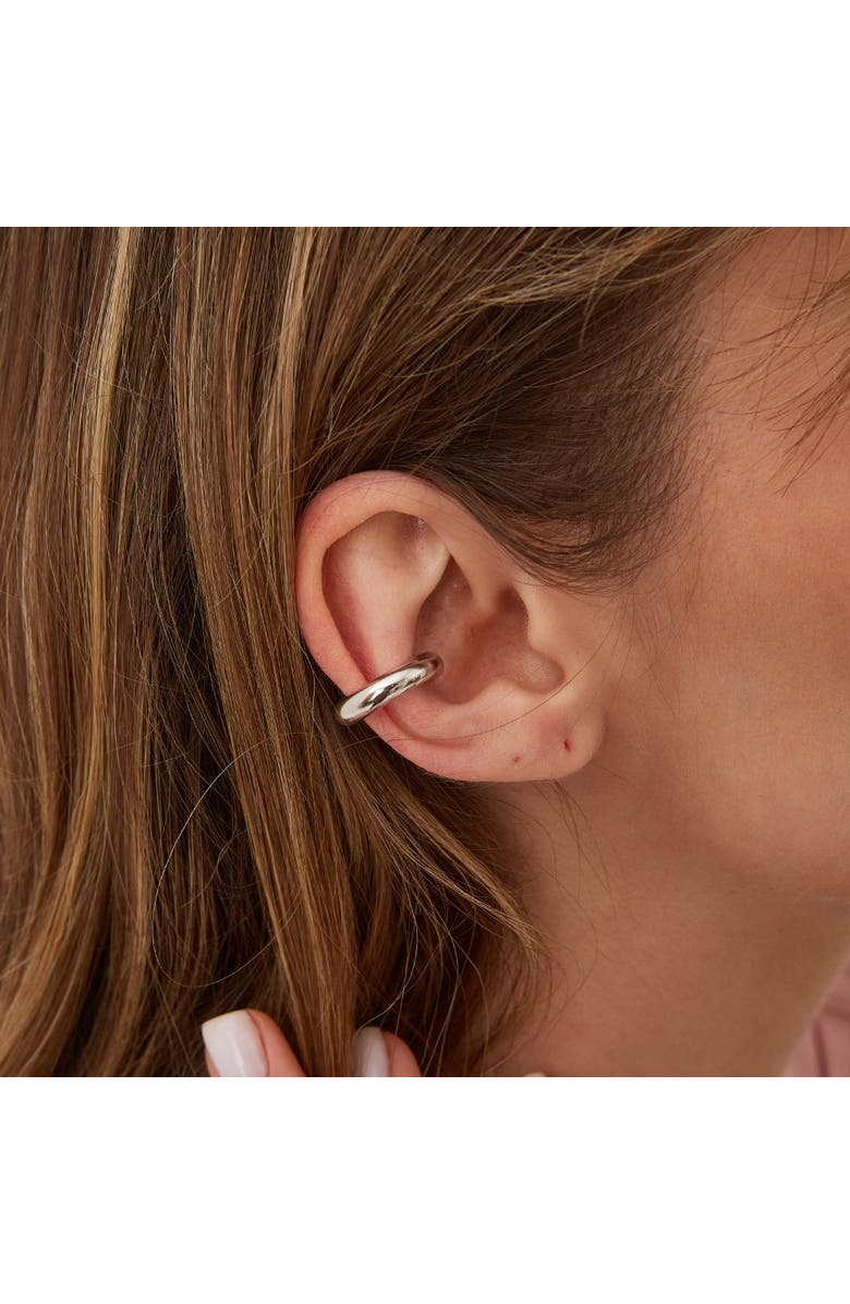 Spero London Chunky Sterling Silver Ear Cuff No Piercing 1 Piece, Alternate, color, Silver