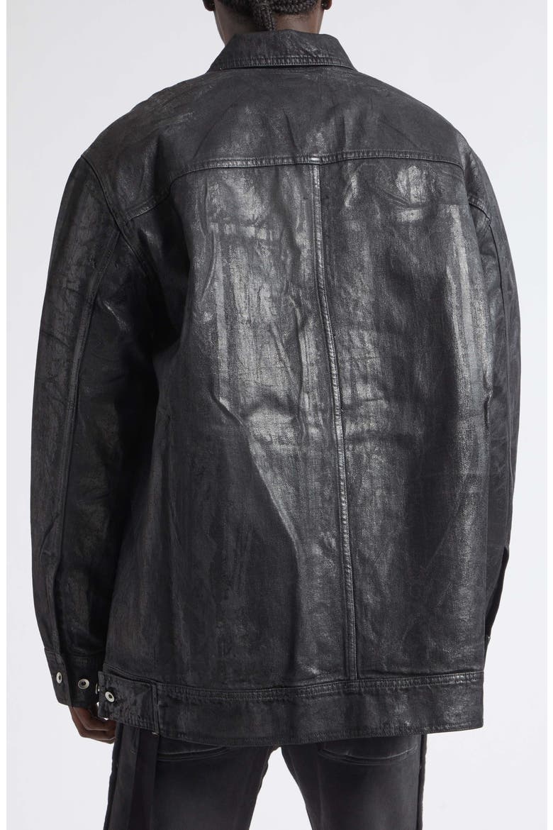 Jumbo Worker Coated Denim Jacket, Alternate, color, BLACK