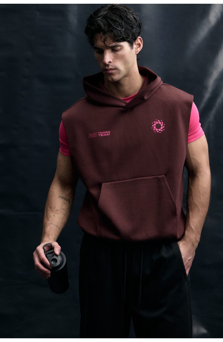 H&M Sleeveless Sports Hoodie With Drymove, Alternate, color, Burgundy/365 Training Team