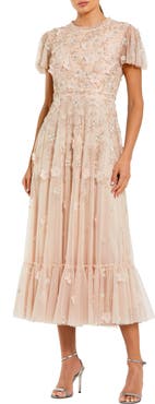 Mac Duggal Embellished High Neck Cap Sleeve A Line Dress