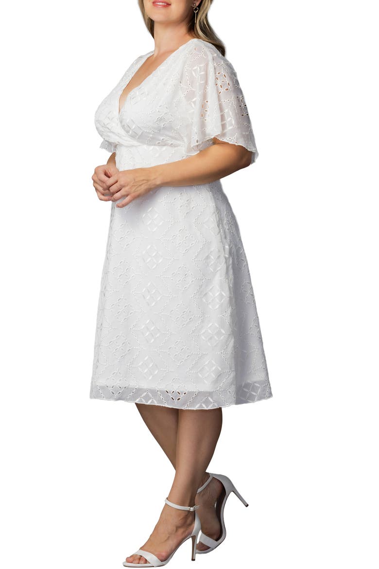 Heavenly Eyelet Surplice Cocktail Dress, Alternate, color, IVORY EYELET