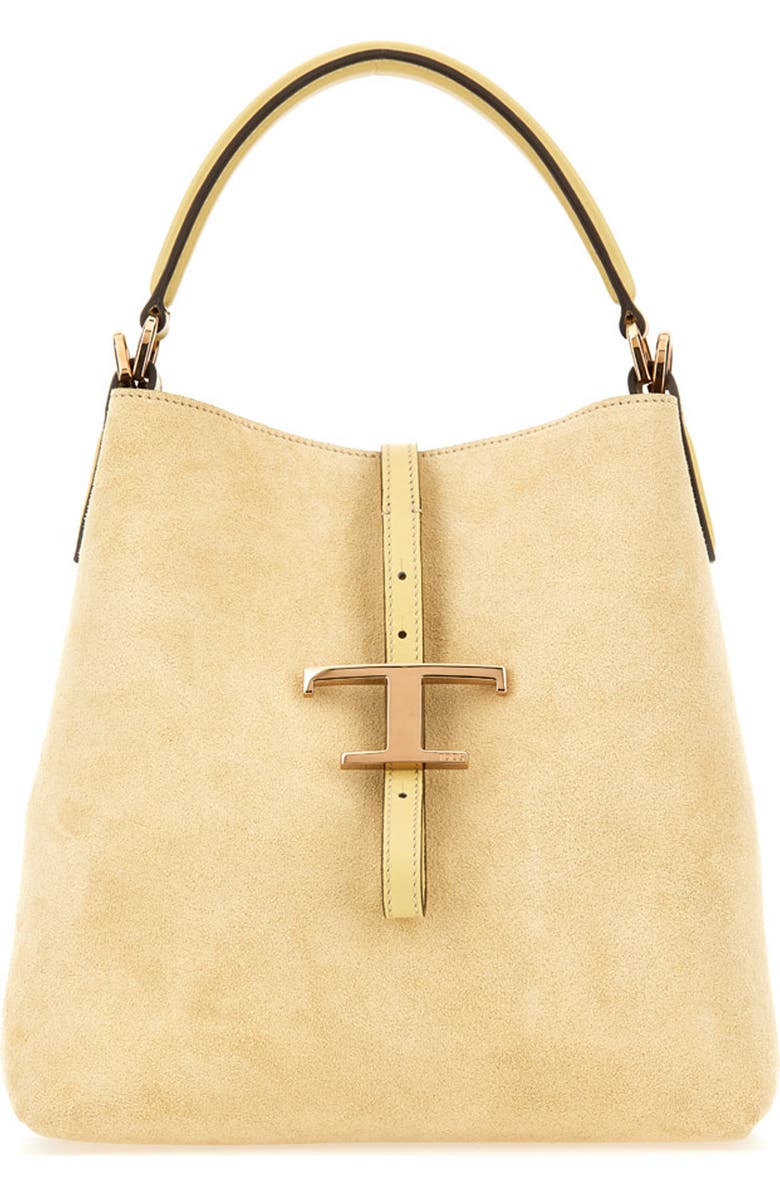 Tod's T Timeless Leather Bucket Bag, Main, color, Crema Chiaro/ Flan
