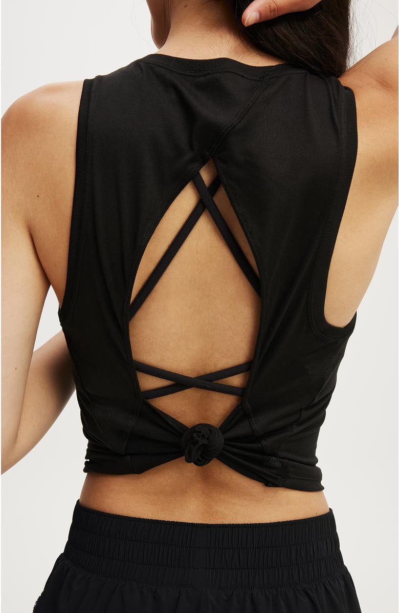 COTTON ON BODY Women's Active Open Back Muscle Tank, Alternate, color, Black