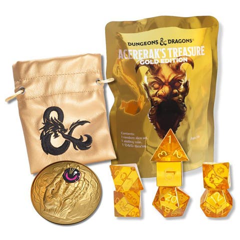 Acerak'S Treasure Pack Gold Edition,7Pc Dice,Coin & Bag,Rpg