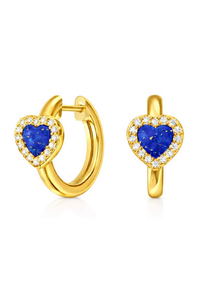 Blue Lapis Crystal Heart Earrings, Main, color, Gold