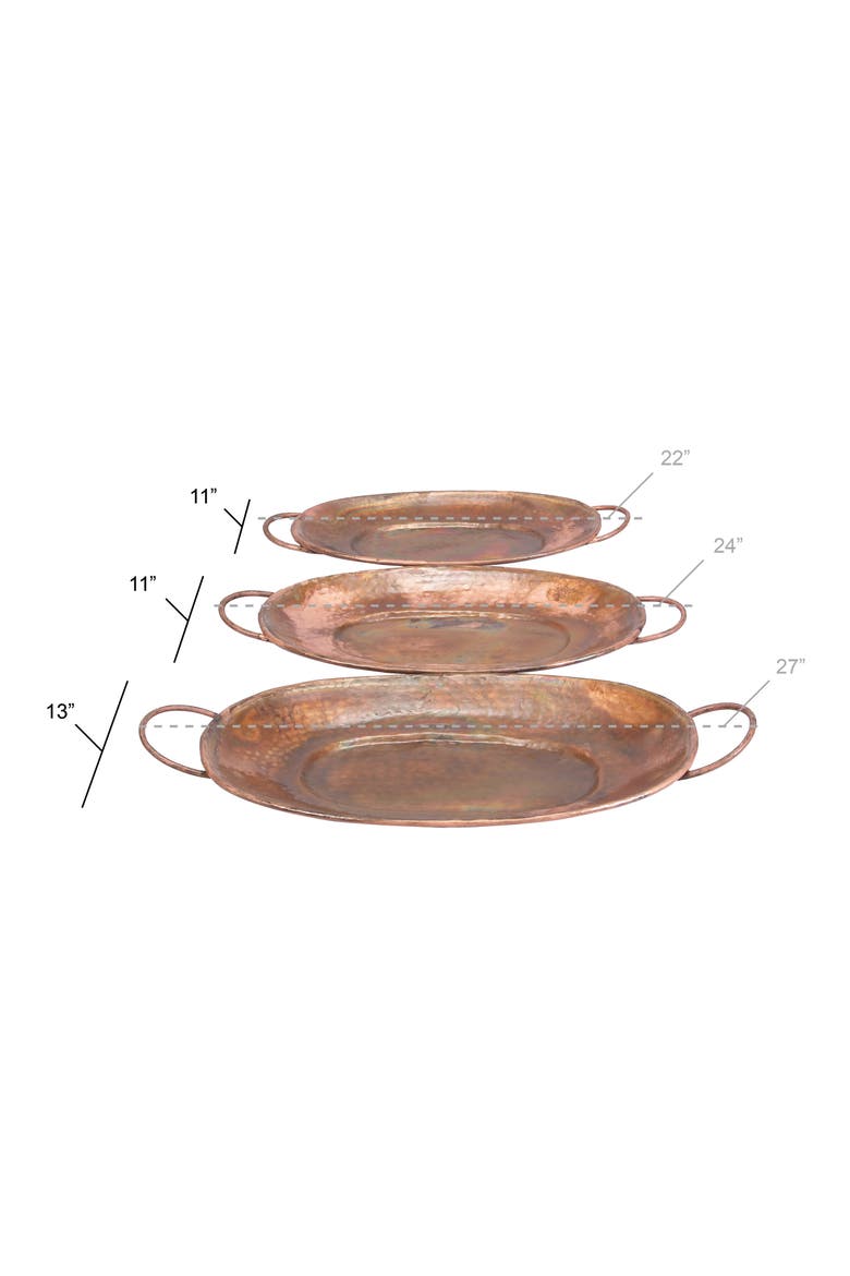 Copper Metal Rustic Tray - Set of 3, Alternate, color, MULTI