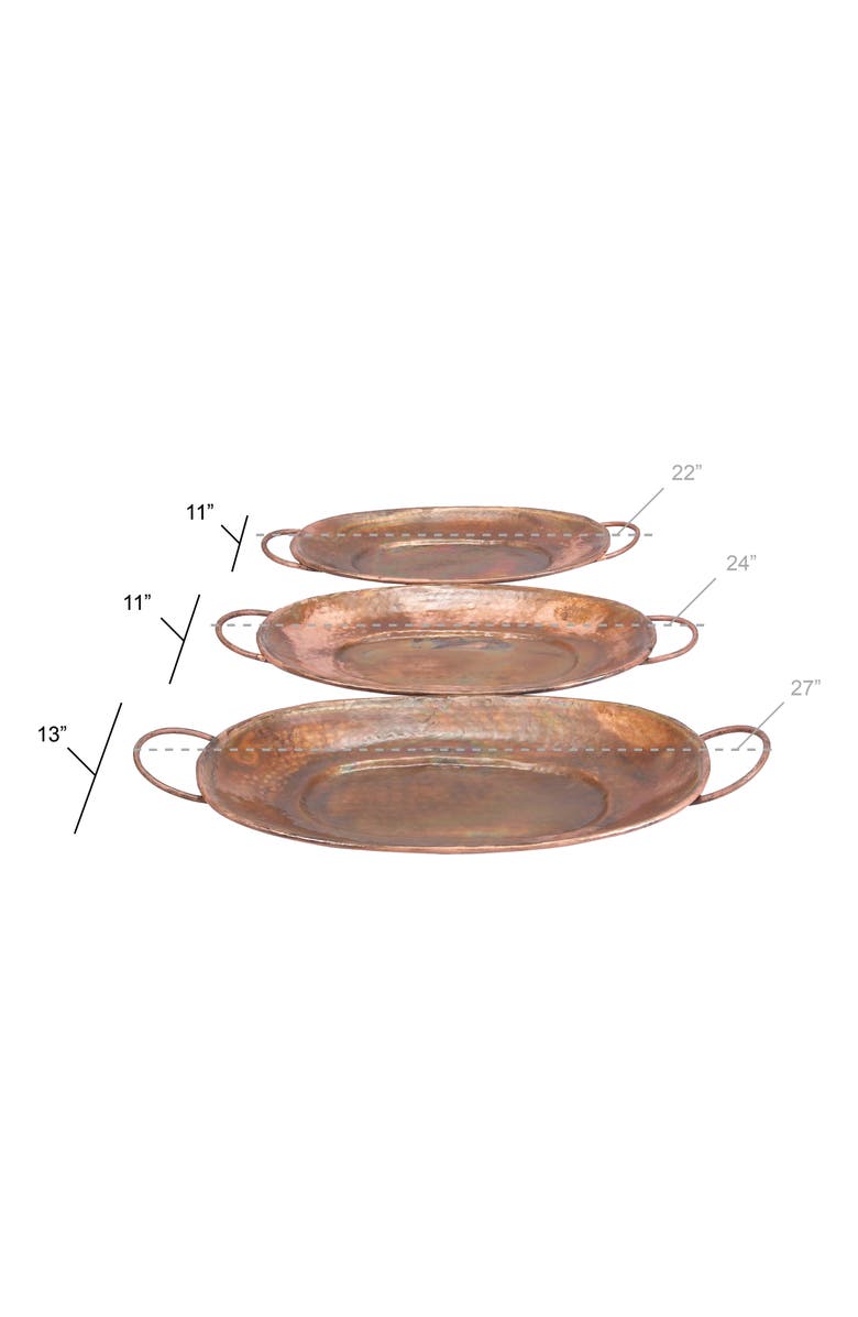 UMA Copper Metal Rustic Tray - Set of 3, Alternate, color, Multi