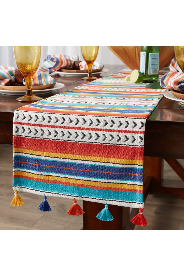 Picante Stripe Tassel Table Runner, Alternate, color, Picante Stripe