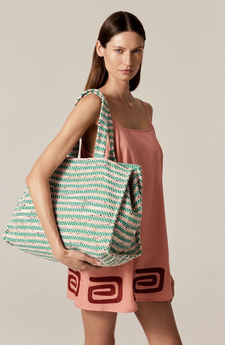 Helen Kaminski Anika Stripe Bouclé Tote, Alternate, color, Jade Multi