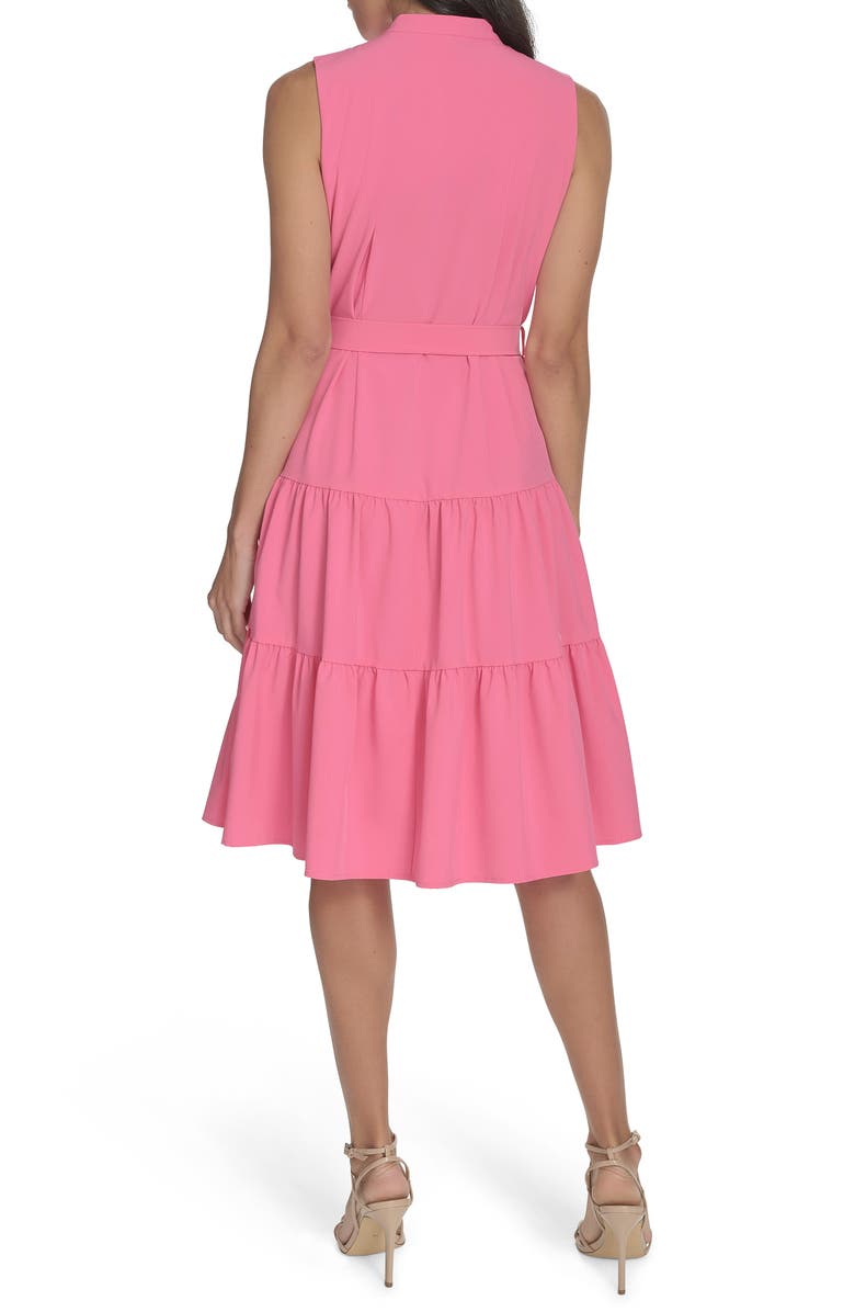 Calvin Klein Commuter Sleeveless Tiered Shirtdress, Alternate, color, Azalea