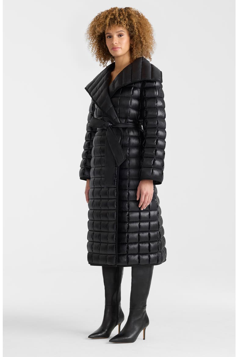 Diva Down & Feather Fill Puffer Coat, Alternate, color, BLACK