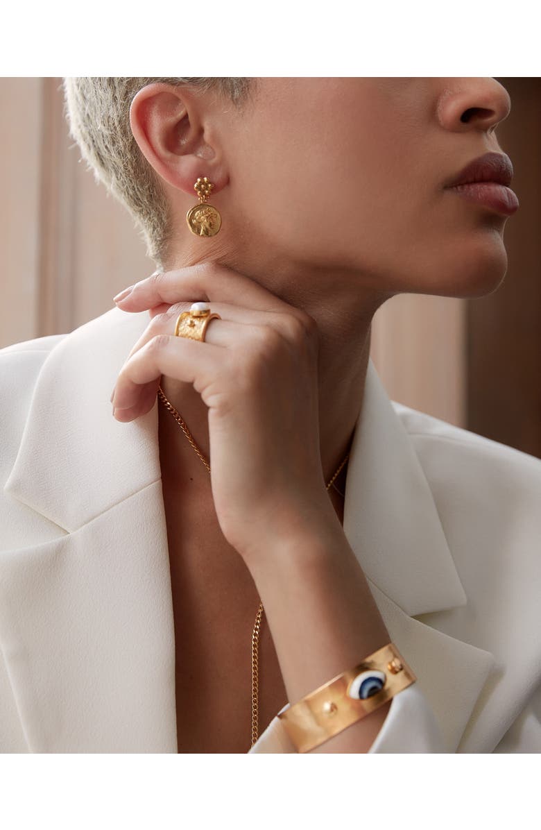 Ottoman Hands Della Pearl Band Ring, Alternate, color, Gold