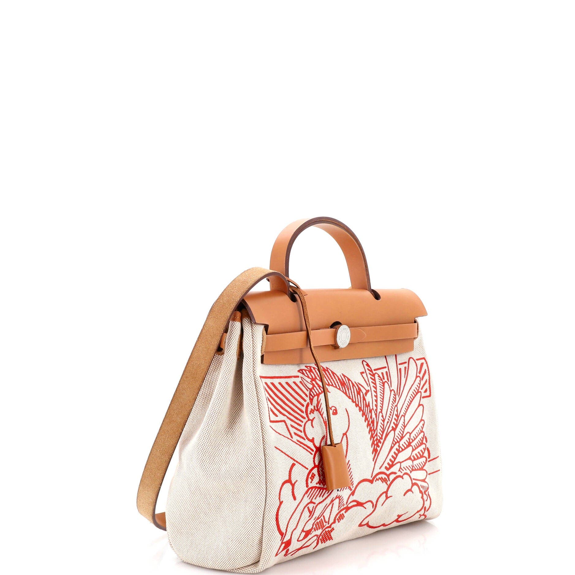 Pre-Owned Hermes Herbag Zip Pegase Pop Toile and Leather 31, Alternate, color, Ecru