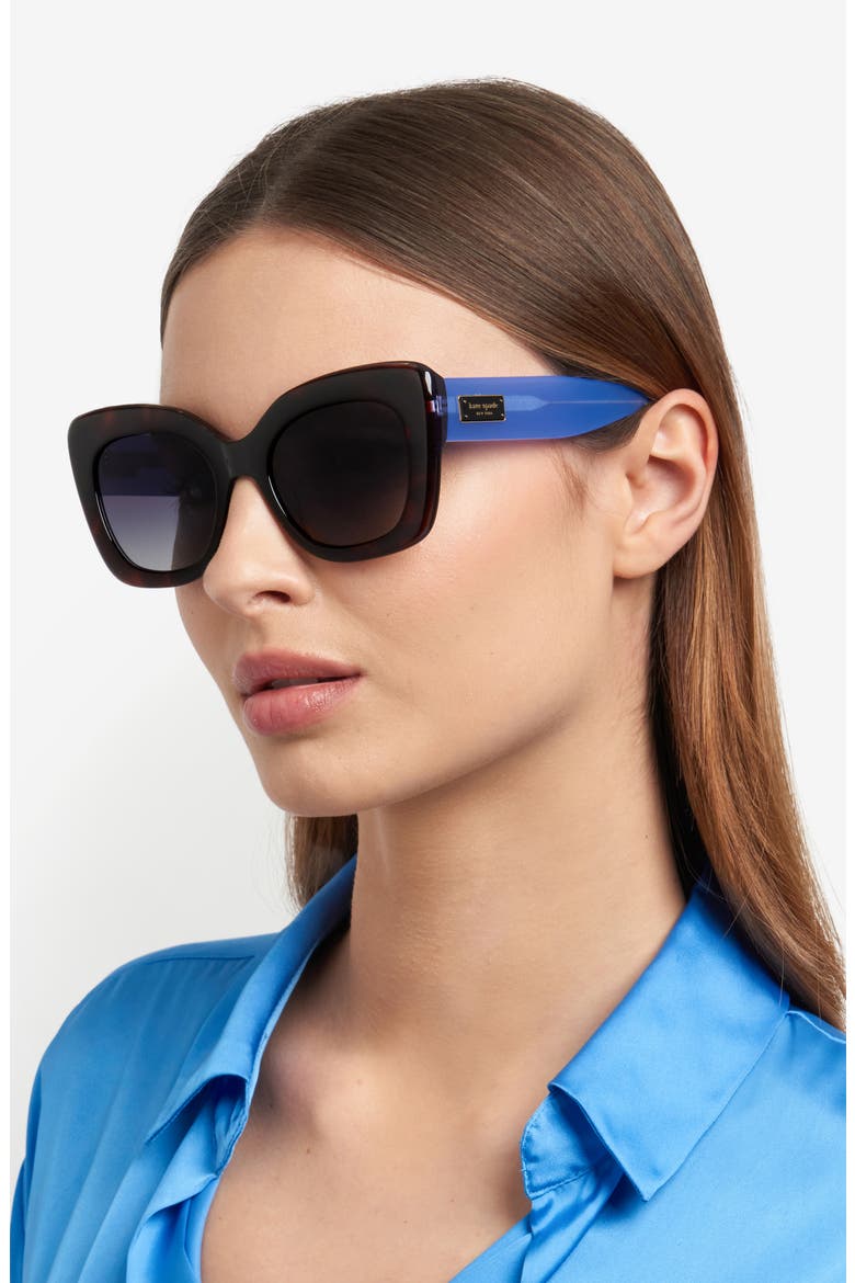 kalie 52mm gradient square sunglasses, Alternate, color, HAVANA BLUE/ DARK GREY SF