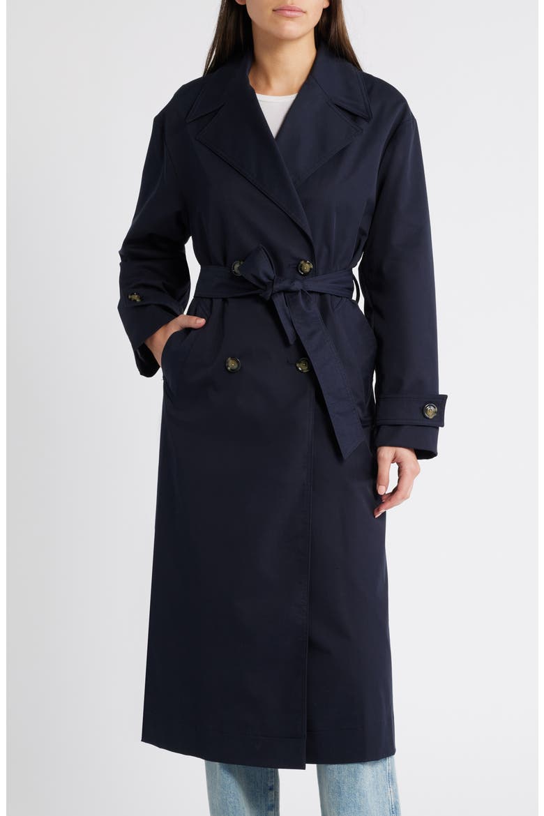 Angela Water Repellent Trench Coat, Alternate, color, DARK NAVY