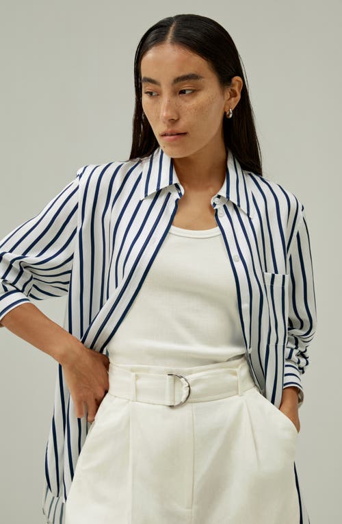Lilysilk Oversized Palma Stripe Silk Shirt In Palma Stripe