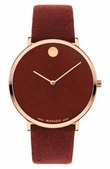 Movado Modern 47 Faux Leather Strap Watch, 40mm x 6.3mm