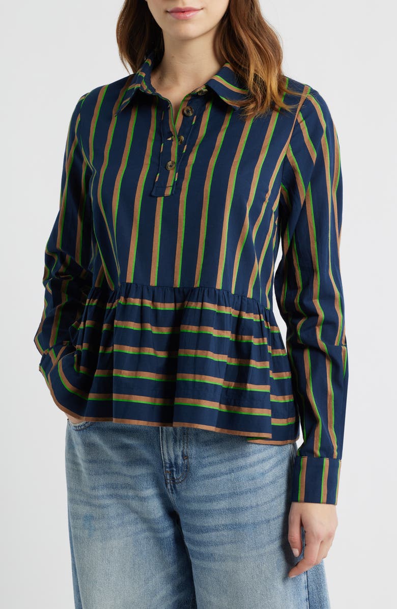 Damson Madder Kinsley Stripe Long Sleeve Shirt, Main, color, Navy