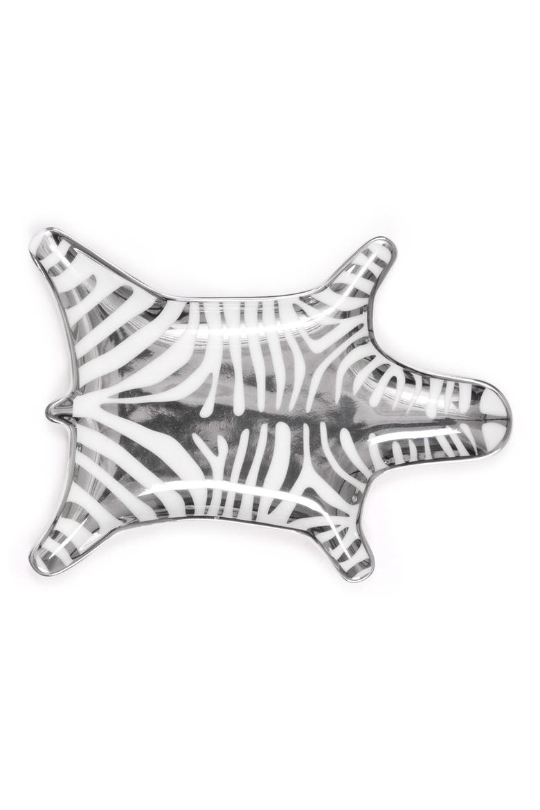 Metallic Porcelain Zebra Dish, Alternate, color, SILVER