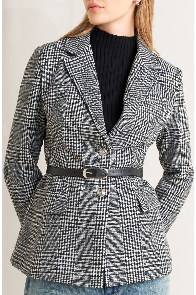 Houndstooth Plaid Blazer, Alternate, color, BLACK WHITE