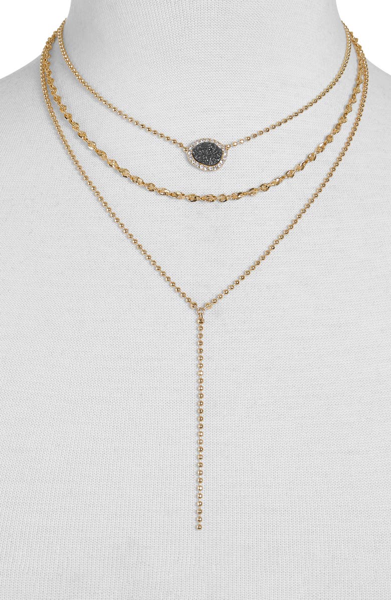 BaubleBar Musia Drusy Layered Y-Necklace, Main, color, 