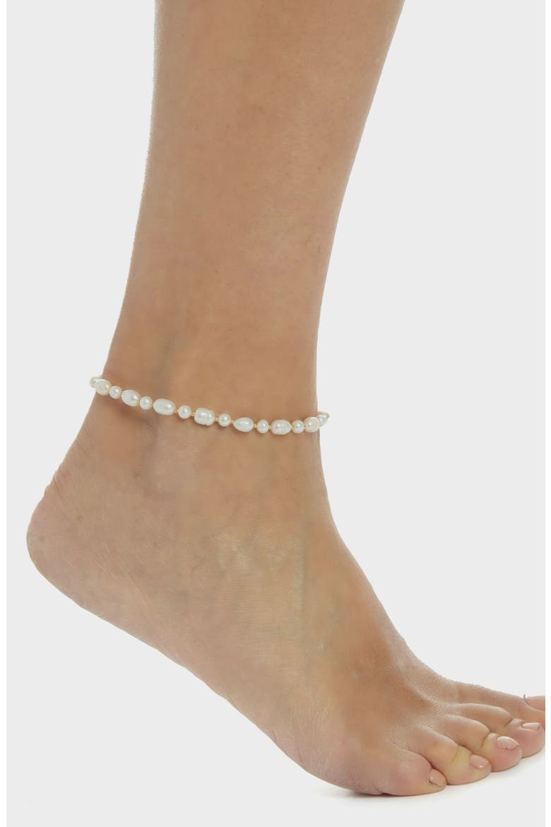 Chunky Freshwater Pearl Anklet, Alternate, color, GOLD